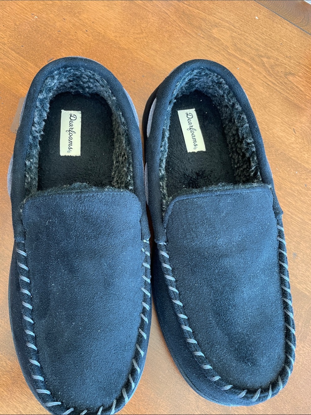 Dearfoams Black Suede Slip-On Moccasin Slippers